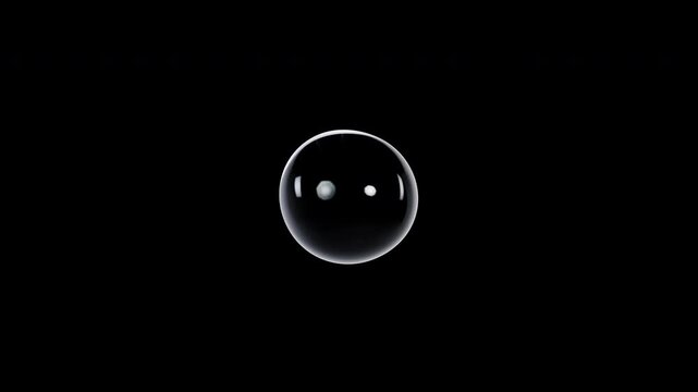 Clear Bubble Breathing Seamless Loop - Transparent Sphere on Black Background