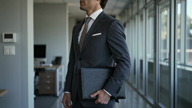 Businessman holding presentation folder