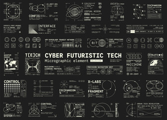 Set of Micrographic element Futuristic UI Cyber Futuristic technology Collection