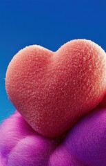 Fototapeta premium A large pink heart shaped object on a purple background with blue sky