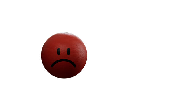 Isolated of red angry or sad face for the worst customer satisfaction and client evaluation after use product and service concept.Supports PNG files with transparent backgrounds.