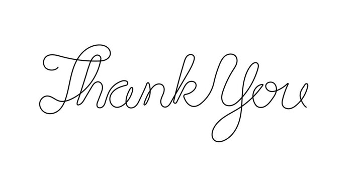 Elegant continuous line script lettering of Thank You eps