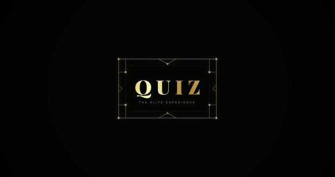 Elegant Golden Quiz Intro Animation on Black Background.