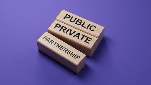 Text PUBLIC PRIVATE PARTNERSHIP. wooden blocks. Copy space.3D rendering