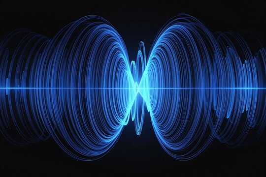 a blue waveform on a black background