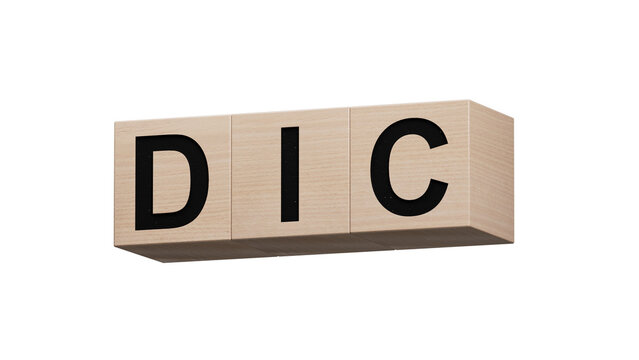 The word dic is written on wooden cubes. Medical concept.close up of wooden cubes,Business Concept.Supports PNG files with transparent backgrounds.