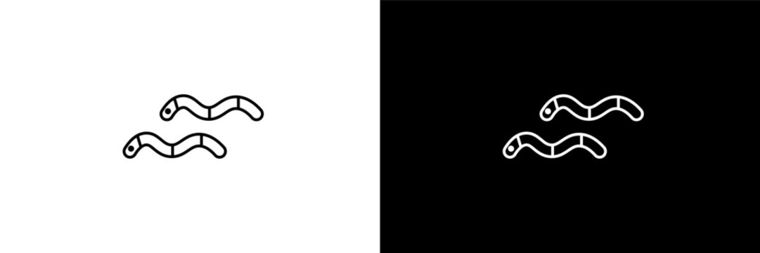 worms  outline icons in food category. White and Black style linear worms  icon