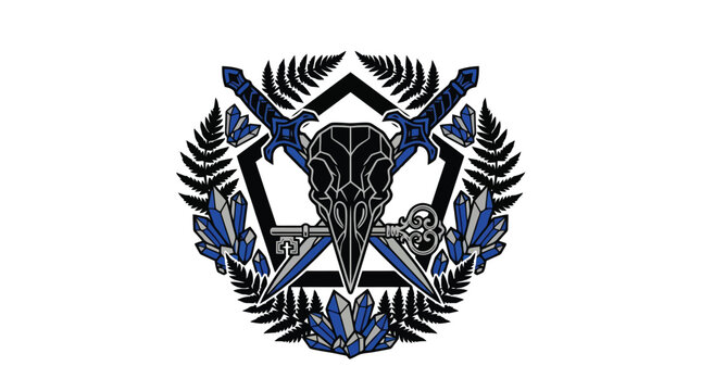 Heraldic vector emblem with laurel wreath and eagle shield icon.