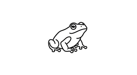 Fototapeta premium Profile view line drawing of a small frog