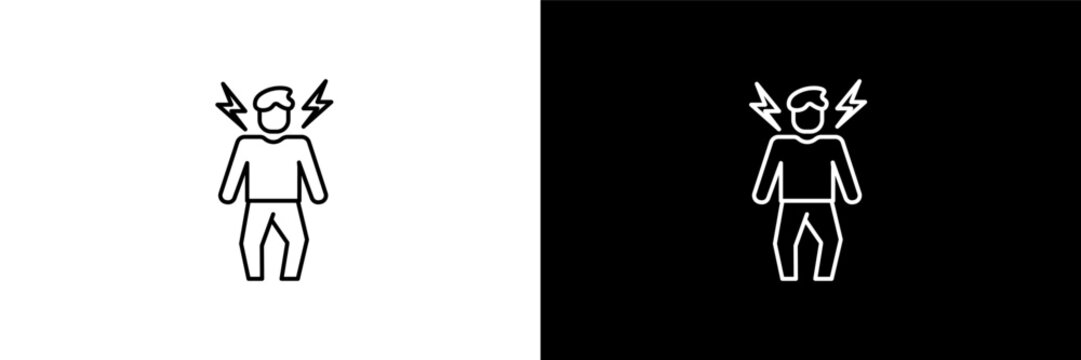 ecstatic human outline icons in feelings category. White and Black style linear ecstatic human icon