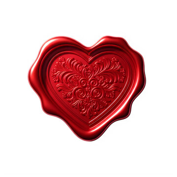 Red wax seal stamp with a heart shape