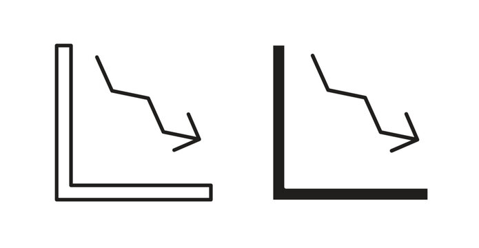 Arrow trend-down line icon vector set.