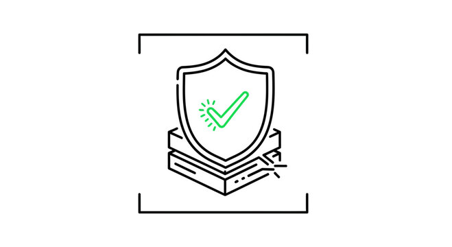 Secure Data Protection Shield Icon on Stacked Layers