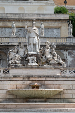 Goddess Roma Fountain at Piazza del Popolo Rome