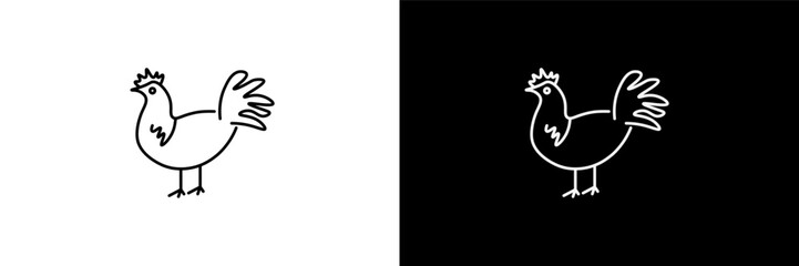 rooster outline icons in farming and gardening category. White and Black style linear rooster icon © Design_Farm