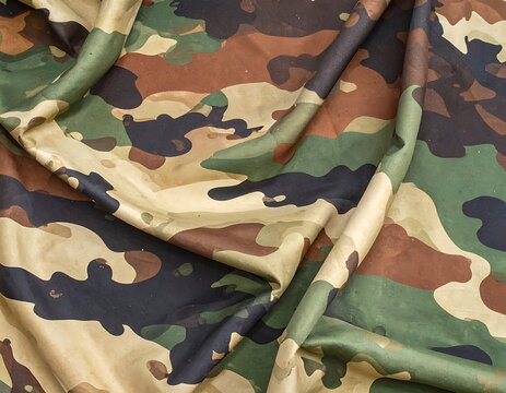 A camouflage fabric with green, brown, and beige colors (2)