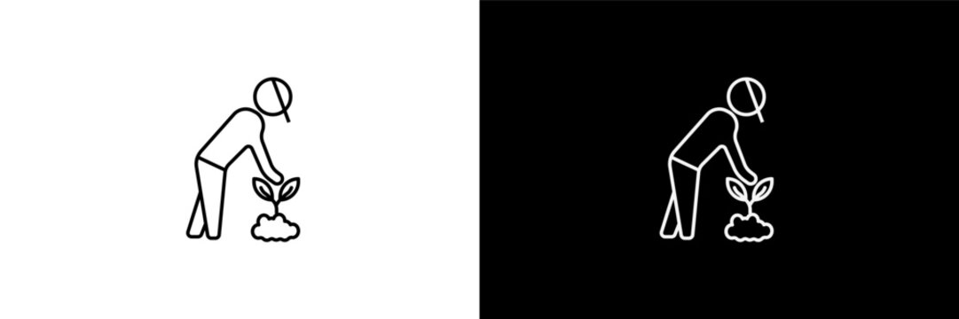 self-sufficient outline icons in farming and gardening category. White and Black style linear self-sufficient icon