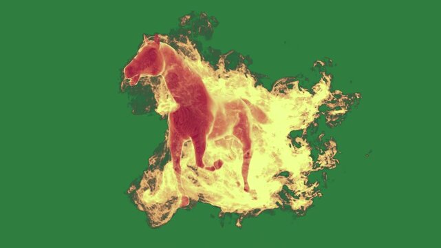 green screen white background horse running fire is burning animated chromakey background emotion backgrounds gesture figure colorful cartoonish motion creative style