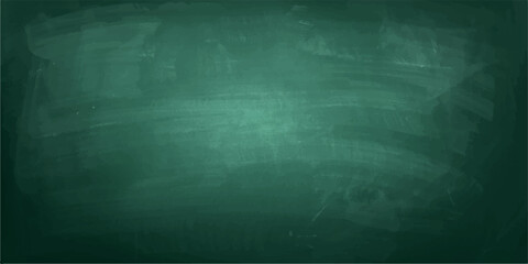 Green Chalkboard Texture Background with Dusty Erased Chalk Marks and Smudges, Dark Classroom Blackboard Surface with Subtle Gradient for Education and Vintage Design Use. © Moaz