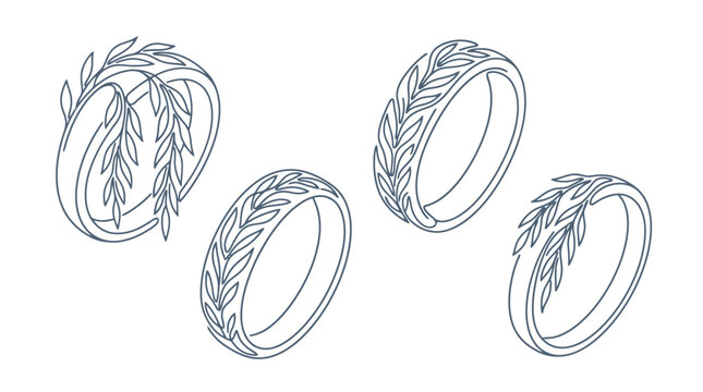 Hand drawn vector bangles ring jewelry line art illustration.