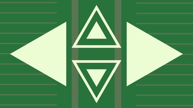 green background white border lines two arrows pointing opposite directions logo doors stripes arrow up flag triangle green screen animated chromakey background