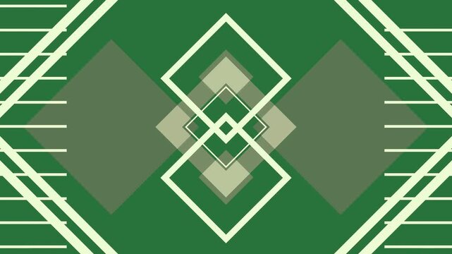 green white diamond pattern geometric green screen animated chromakey background colorful layers figure movement expression cartoonish elements composition emotion style