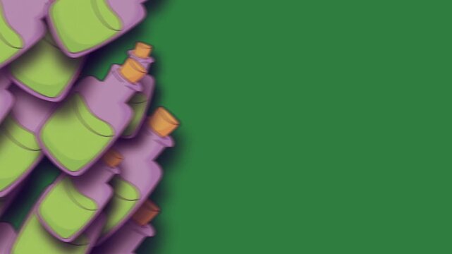 green screen white background bunch purple flowers orange plastic cups leaves bottle spray animated chromakey background composition creative layers