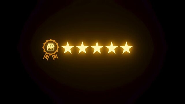 Five stars with a badge symbol highlighting excellent service in a digital format.
