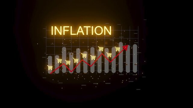 Economic data shows trend of inflation rising with visual representation of graphs and charts in a digital format.
