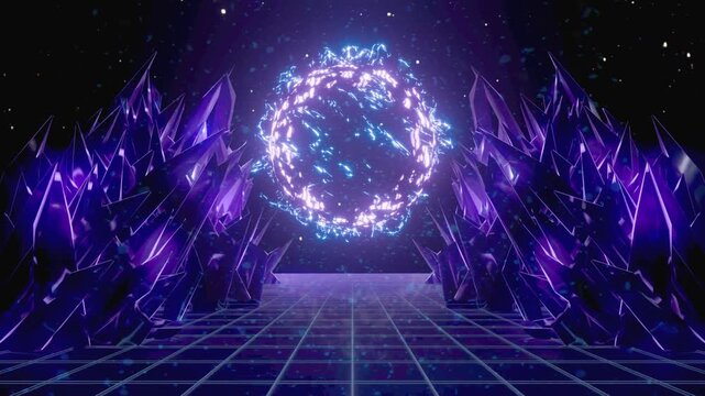 Cyber Crystal Corridor Purple Core Seamless 4K VJ Loop