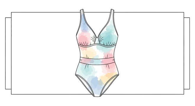 Watercolor One-Piece Swimsuit with Pastel Tie-Dye Pattern