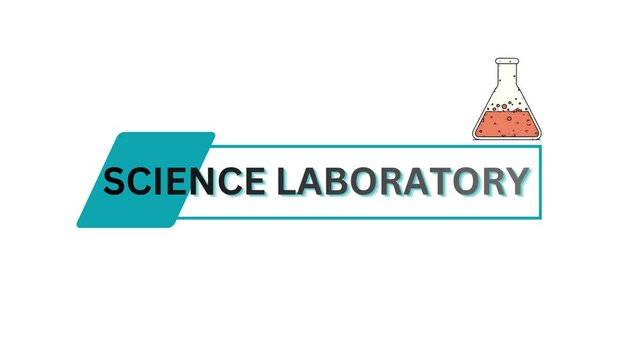 Science Laboratory Text Reveal Animation with Flask Vector Icon