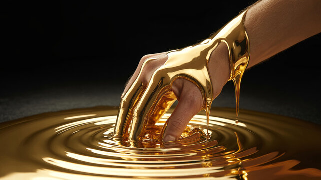 Hand dipped in liquid 24k gold luxury wealth imagery hyper-realistic