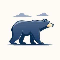 Fototapeta premium Stylized Illustration of a Dark Blue Bear Walking