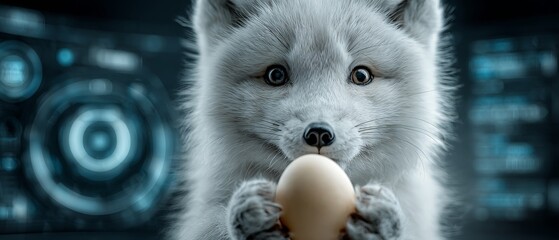 Naklejka premium Charming easter fox: a delightful greeting image. Digital analyt