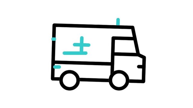 Animated Ambulance Emergency Medical Vehicle Icon Loop