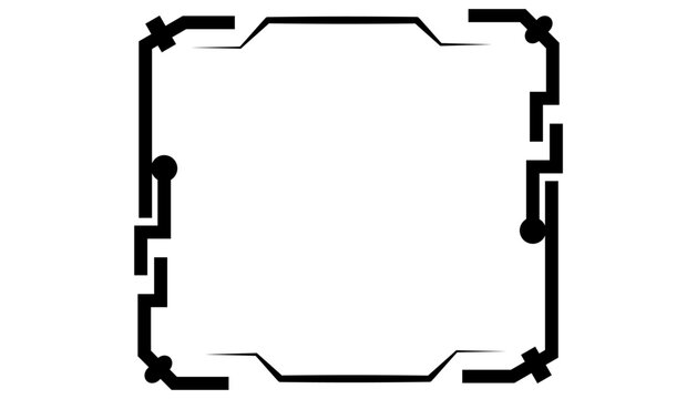 mechanical high tech square frame, robotic sci fi interface border, cyber circuit border design