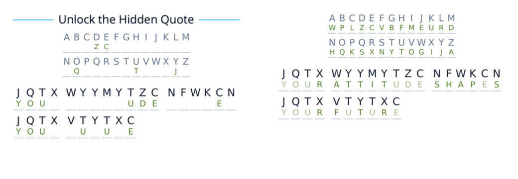 Unlock the hidden quote alphabet decoder puzzle educational illustration