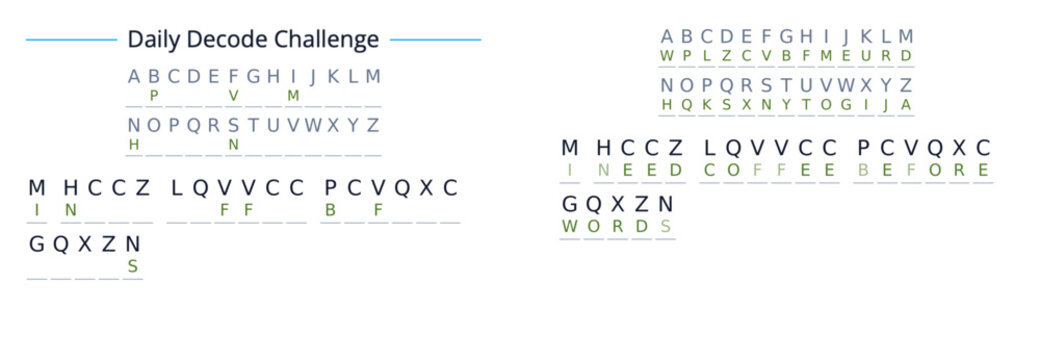 Daily Decoder Challenge Alphabet Letter Puzzle Game Illustration