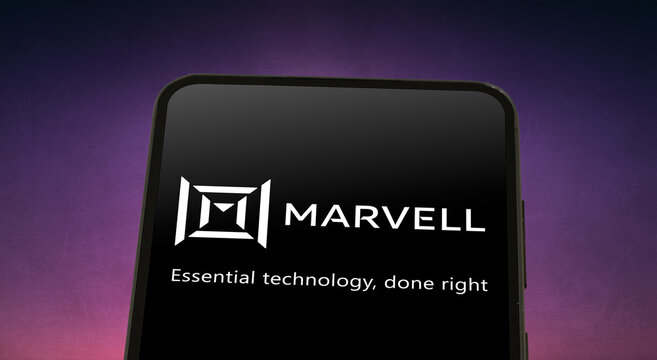 Marvell Technology company logo displayed on smartphone