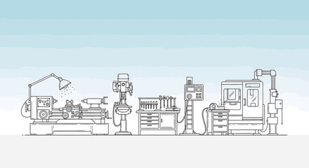 Obraz premium Industrial factory machines and equipment.