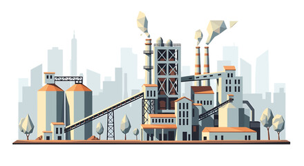 Obraz premium Industrial factory with smokestacks and buildings.