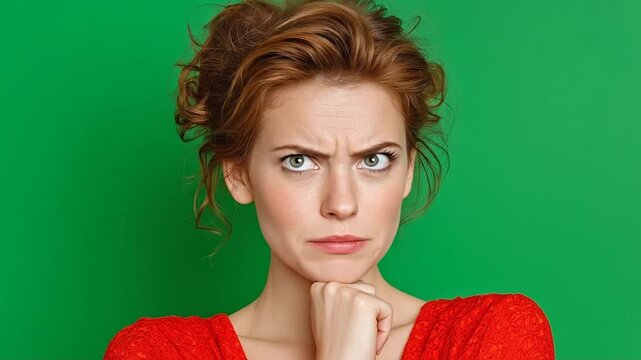 Female raising an eyebrow skeptically while listening to a story
