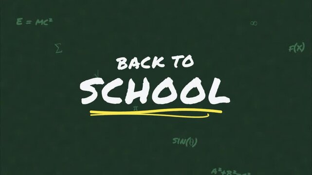 Back to school text animation on green chalkboard background