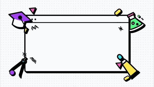 Hand drawn educational browser window frame animation