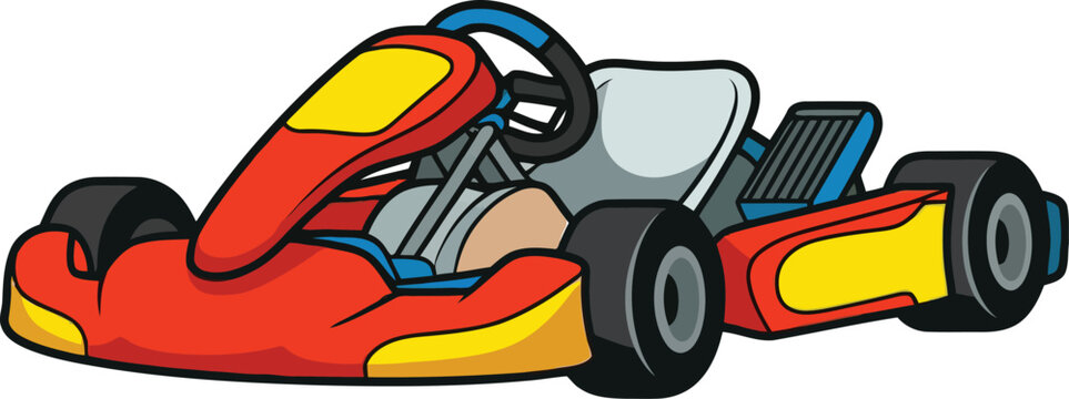 Cute cartoon a illustrator vector kart racing
