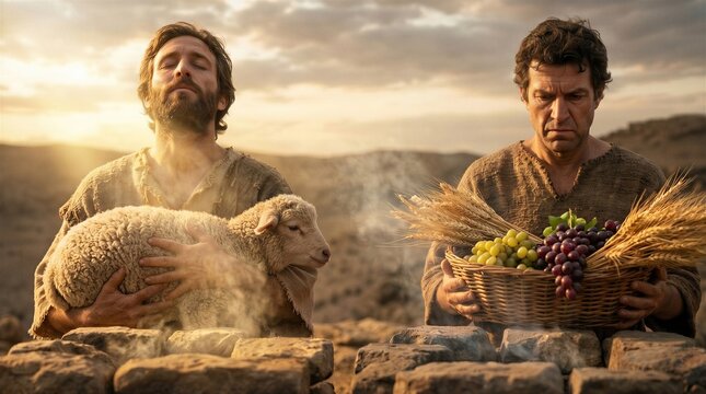 Cain and Abel Presenting Their Offerings to God