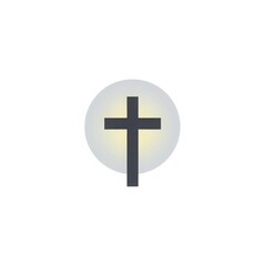 Fototapeta premium Religion - Christian Cross Silhouette with Glowing Light Circle Symbol Icon on White Background