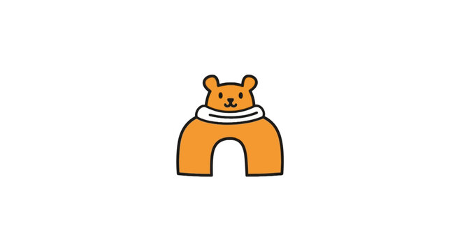 Cute orange bear dog house pet.