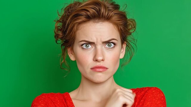 Female raising an eyebrow skeptically while listening to a story